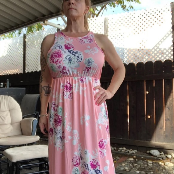 Pink long floral maxi dress - Picture 4 of 5